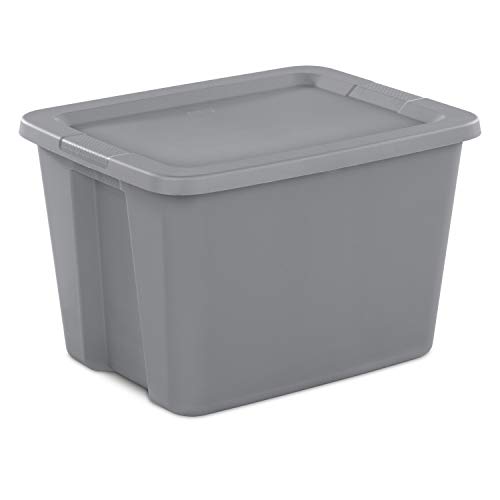 STERILITE Case of 8 Bins 18 Gallon Containers 68 Liter Gray Storage Totes Steel Colored Organization Boxes