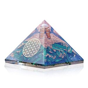 orgonite crystal malachite pyramid – positive energy crystals promote e-energy protection and chakra healing to enhance spiritual growth and visionary powers