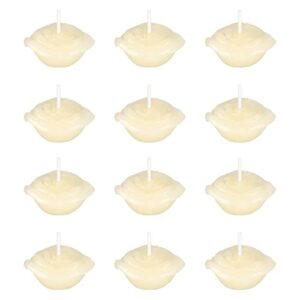 mega candles 12 pcs unscented ivory floating rose petals flower candle, hand poured paraffin wax candles 1.5 inch diameter, home décor, wedding receptions, baby showers, birthdays, parties & more