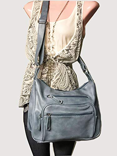 Zzfab Fashion Locking Concealed Carry Big Hobo Bag CCW Cross Body Bag with Credit Card Slots Brown