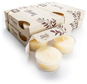 vanilla bean premium tealight candles bulk pack – 24 beige highly scented tea lights – beautiful candlelight – made in the usa – bakery & food collection