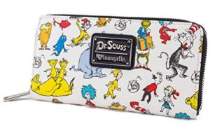 loungefly x dr. seuss wallet multi character all over print zip around