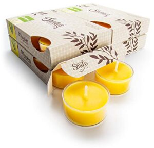lemongrass premium tealight candles bulk pack – 24 yellow highly scented tea lights – beautiful candlelight – made in the usa – fresh & clean collection