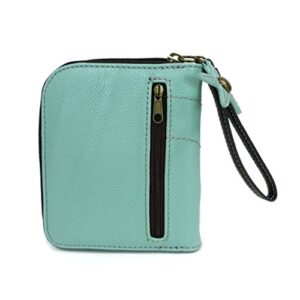 CHALA Zip Around Wallet, Wristlet, 8 Credit Card Slots, Sturdy Pu Leather -Turtle - Blue