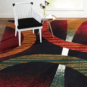 home dynamix premium indus modern area rug, black multi, 5’2″x7’4″ rectangle