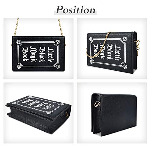 USTYLE Magic Book Shaped Crossbody Bag, Girl Women Fashion Cute Shoulder Bag with Chain Strap (black)