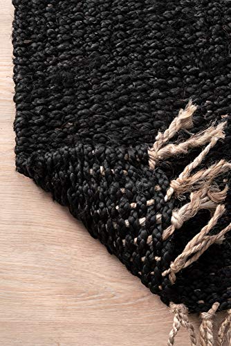 nuLOOM Benavides Tassel Jute Area Rug, 8' x 10', Black