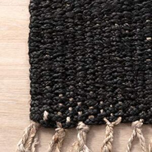 nuLOOM Benavides Tassel Jute Area Rug, 8' x 10', Black