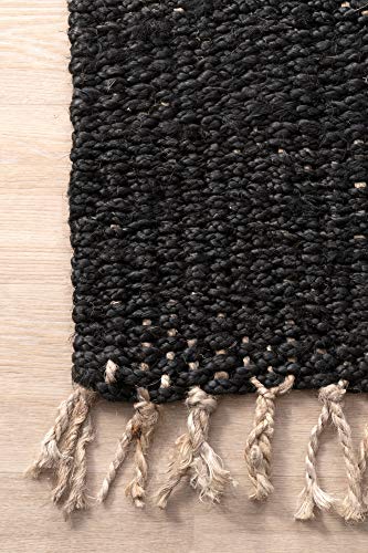 nuLOOM Benavides Tassel Jute Area Rug, 8' x 10', Black