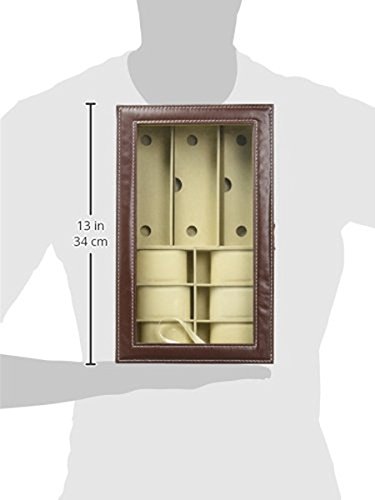 AUTOARK Leather 6 Watch Box Jewelry Case and 3 Piece Eyeglasses Storage and Sunglass Glasses Display Case Organizer,Brown,AW-020