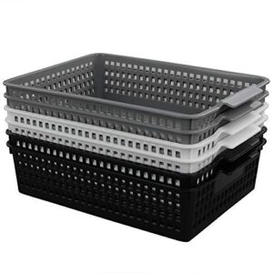 utiao plastic baskets for organizing files, paper, letter, 6 packs(black, white, grey)