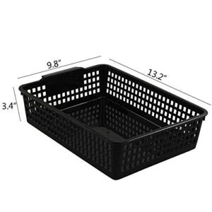 Utiao Plastic Baskets for Organizing Files, Paper, Letter, 6 Packs(Black, White, Grey)