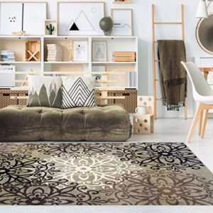 Superior Indoor Large Area Rug for Bedroom, Living/ Dining Room, Entryway, Office, Farmhouse Aesthetic Floor Throw, Modern Floral Geometric Decor, Jute Backing, Leigh Collection, 8' x 10', Blue