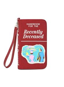 tvmoviegifts beetlejuice handbook for the recently deceased tech wristlet, red, one size