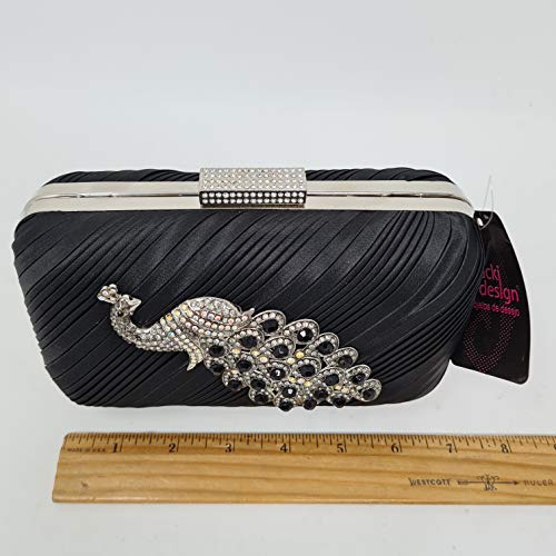 echomerx Peacock Clutch Evening Purse Embellished Rhinestones, Black