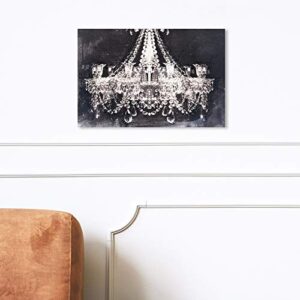 The Oliver Gal Artist Co. Modern 24 in x 16 in, Glam Crystal Chandelier, Canvas Wall Art, Dining Room, Black