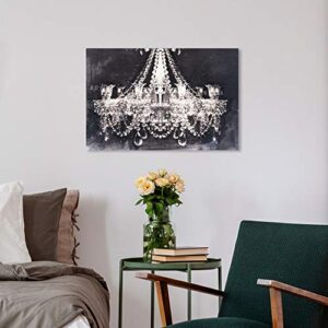 The Oliver Gal Artist Co. Modern 24 in x 16 in, Glam Crystal Chandelier, Canvas Wall Art, Dining Room, Black