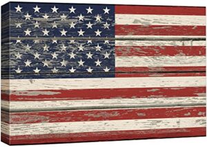 wall26 canvas print wall art united states flag on vintage retro wood panels pop culture cultural digital art modern art traditional colorful for living room, bedroom, office – 24″x36″