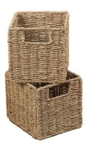 the lakeside collection set of 2 handwoven natural seagrass wicker storage baskets