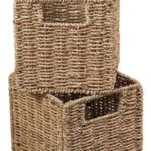 The Lakeside Collection Set of 2 Handwoven Natural Seagrass Wicker Storage Baskets