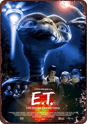 Tin Sign 8X12 inches 1982 E.T. The Extra Terrestrial Movie Classic Wall Poster Vintage Retro Tin Sign