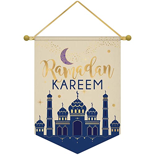 Ramadan Kareem Hanging Canvas Sign, 15" x 11", Multicolor, 1 Pc