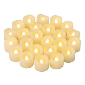 candle idea 24 pcs led flameless flickering plastic tealight votive candle bulk battery operated/electric flicker small tea lights bright fake candles for halloween christmas lantern decorations