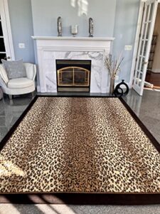 modern area rug brown cheetah leopard large rugs for living room 8×10 clearance under 100