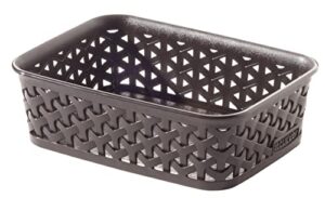 curver 203415 rattan-look office basket, a6 size, polypropylene, chocolate, chocolate, 19,8 x 14,2 x 6 cm