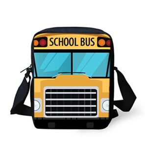 bigcardesigns yellow school bus crossbody bag small sling purse kids travel school portable messenger bag adjustable strape
