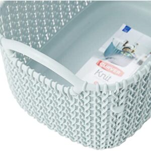 Curver Basket Rectangular Knit 9,76x6,89x5,47in in Misty Blue, 20.5 x 17.5 x 14 cm