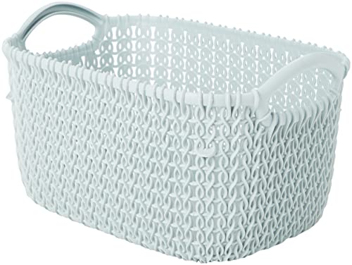 Curver Basket Rectangular Knit 9,76x6,89x5,47in in Misty Blue, 20.5 x 17.5 x 14 cm