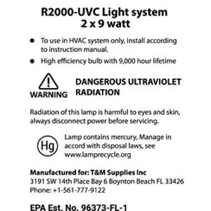 REKO Lighting R2000 Air Purifier Whole House Uv uvc Light in Duct for HVAC Ac (Air Conditioning) Duct