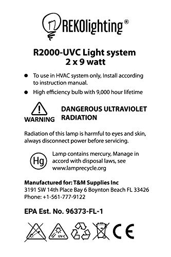 REKO Lighting R2000 Air Purifier Whole House Uv uvc Light in Duct for HVAC Ac (Air Conditioning) Duct