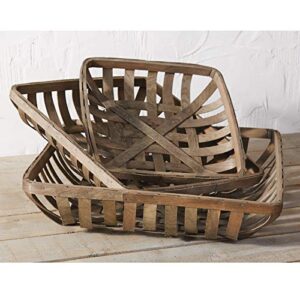 Mud Pie Set of 3 Tobacco Baskets, One Size, Brown