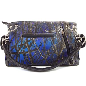 Justin West Camouflage Tree Branches Bling Rhinestone Cross Wings Handbag Purse Messenger Bags and Wallets (Blue Cross Handbag and Wallet)