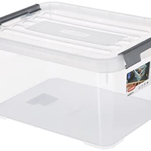 Allibert "Handy Plus" Storage Box with Lid, Transparent/Silver, 15 Litre , 49x40x20 cm