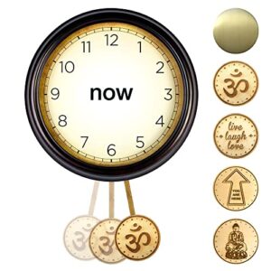 now clock – mindfulness, zen, buddhist decor for your home, office, yoga or meditation room – unique gift that helps you to be present & relax into the power of now – (om pendulum)