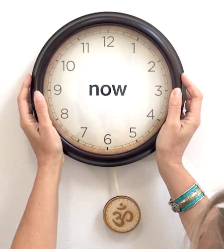 Now Clock - Mindfulness, Zen, Buddhist Decor for Your Home, Office, Yoga or Meditation Room - Unique Gift That Helps You to Be Present & Relax into The Power of Now - (Om Pendulum)