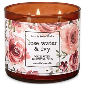 bath and body works rose water & ivy 3-wick candle 14.5 ounce (2019 limited edition)