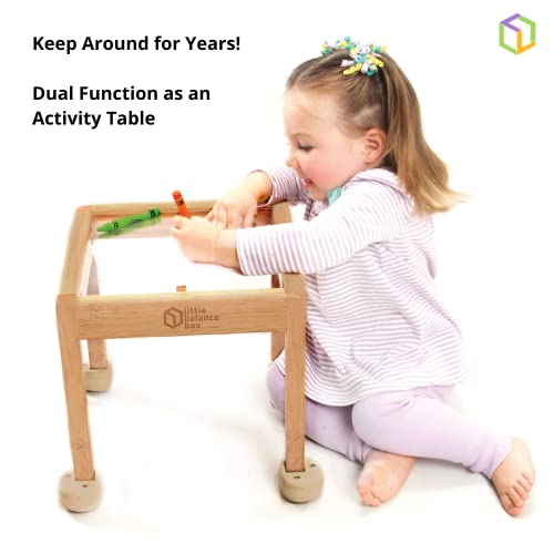 Little Balance Box, Best Baby Walker, 2-in-1 No Wheels Spring Feet, Wooden Walker, Girl Boy Baby Toddler Activity Table, Beige