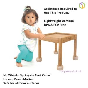 Little Balance Box, Best Baby Walker, 2-in-1 No Wheels Spring Feet, Wooden Walker, Girl Boy Baby Toddler Activity Table, Beige