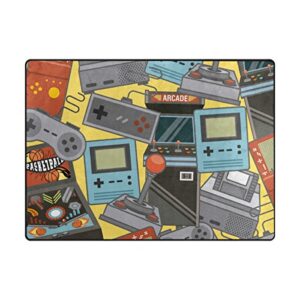 my daily classic videogames pattern area rug 4’10” x 6’8″, living room bedroom kitchen decorative lightweight foam printed rug