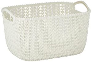curver basket knit rectangular 8l in white, 30 x 22.5 x 17 cm