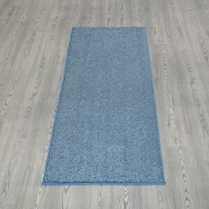 Machine Washable Solid Design Non-Slip Rubberback 2x6 Soft Shag Runner Rug for Hallway, Bedroom, Bathroom, Living Room, Kitchen, 2'2" x 6', Navy