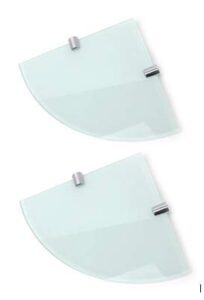 bsm marketing multi pack white toughened 6mm glass corner shelves 2 x 200mm (8″ approx) shelves