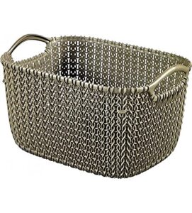 curver basket knit rectangular 8l in brown, 30 x 22.5 x 17 cm
