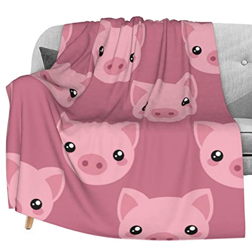 Delerain Cute Cartoon Pig Soft Throw Blanket 40"x50" Lightweight Flannel Fleece Blanket for Couch Bed Sofa Travelling Camping for Kids Adults