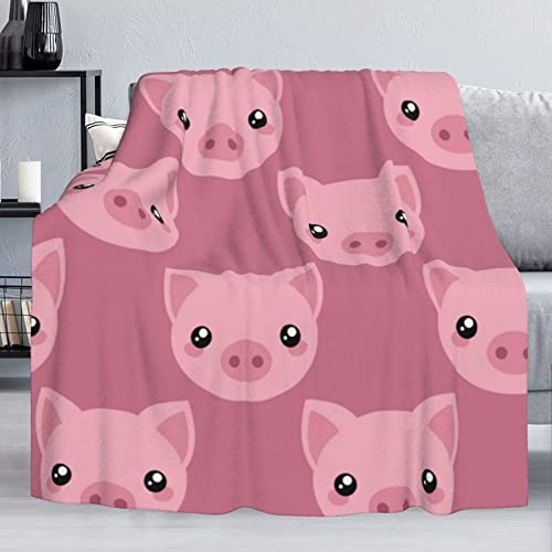 Delerain Cute Cartoon Pig Soft Throw Blanket 40"x50" Lightweight Flannel Fleece Blanket for Couch Bed Sofa Travelling Camping for Kids Adults