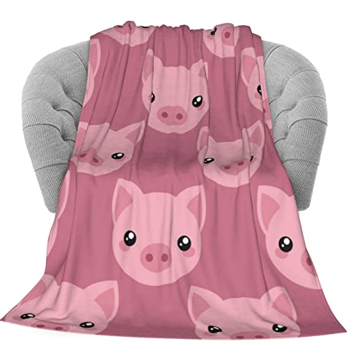 Delerain Cute Cartoon Pig Soft Throw Blanket 40"x50" Lightweight Flannel Fleece Blanket for Couch Bed Sofa Travelling Camping for Kids Adults